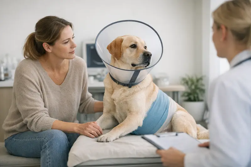 Hündin beim Tierarzt zur Gesundheitsuntersuchung