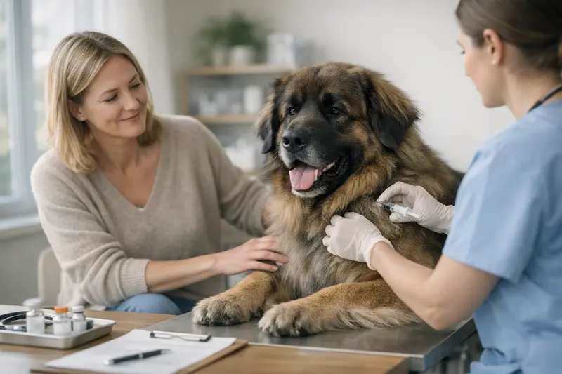 Ein Hund beim Tierarzt, der eine Vorsorgeuntersuchung erhält