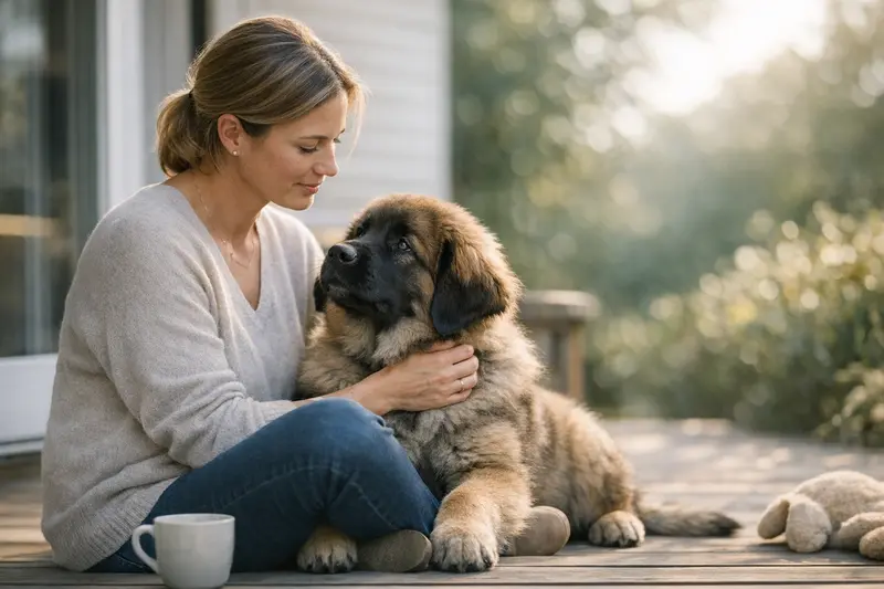 Hundekrankenversicherung Abschlusszeitpunkt Ein glücklicher Hund liegt entspannt auf einer Wiese, während sein Besitzer über den besten Zeitpunkt für den Abschluss einer Hundekrankenversicherung nachdenkt.