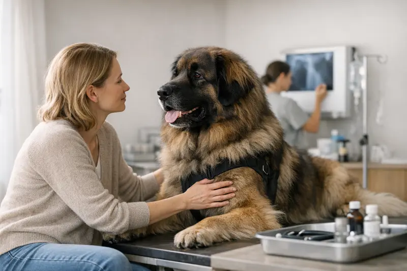Ein großer Hund erhält eine tierärztliche Untersuchung, um die wichtigsten Versicherungsleistungen zu evaluieren.