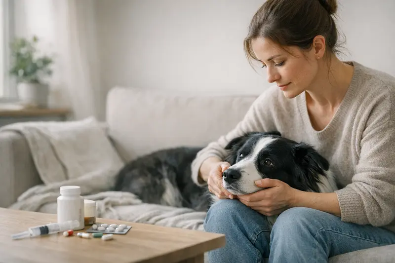 MDR1-Defekt bei Haustieren Hund und Katze mit einem Tierarzt, der über den MDR1-Defekt informiert.