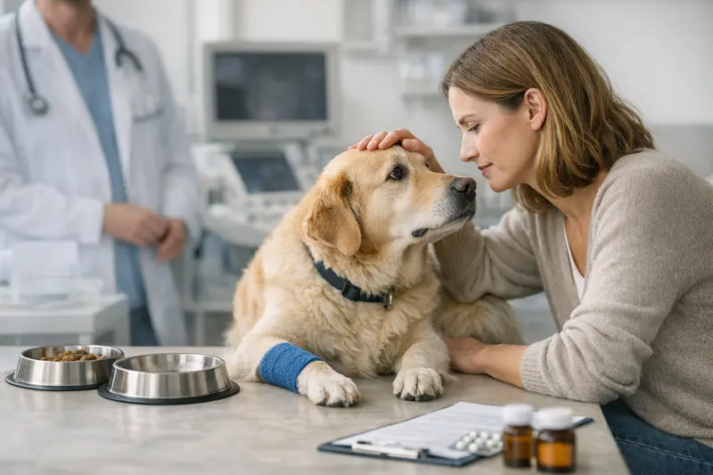 Getrennte Fütterung von Hund und Katze Katze und Hund in ihrer jeweiligen Fütterungszone getrennt, um gesunde Ernährung sicherzustellen.