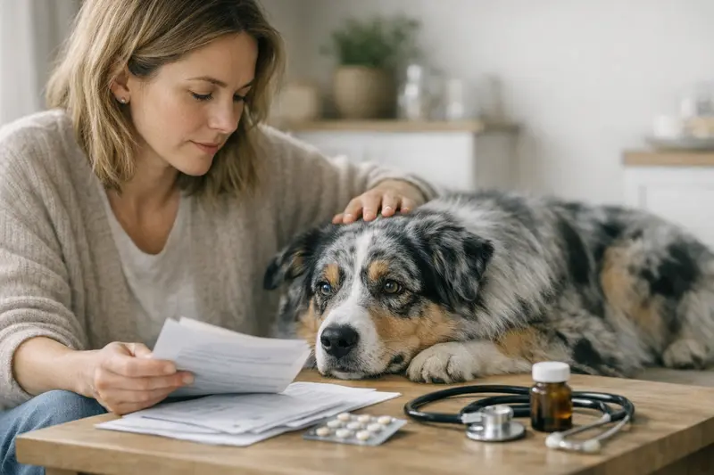 Eine glückliche Hundebesitzerin informiert sich über die Hundeverversicherung.