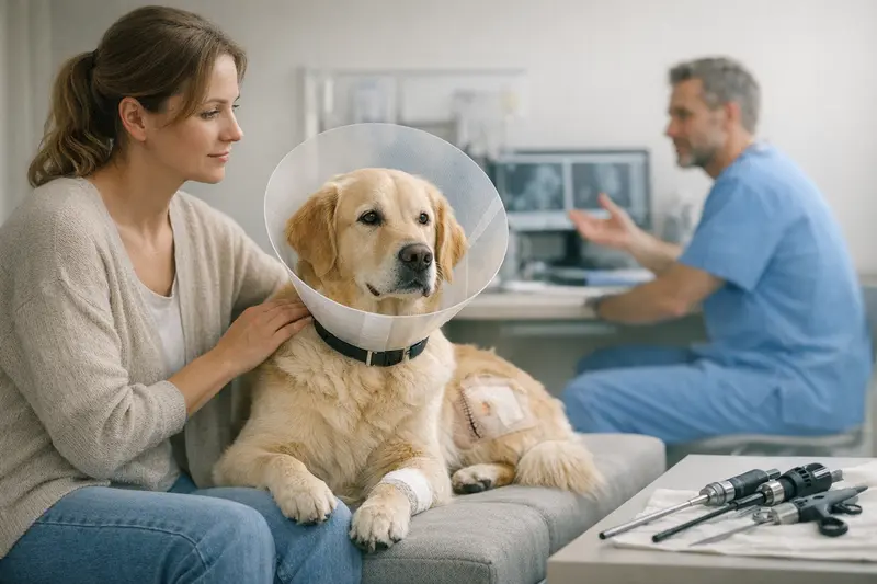 Minimalinvasive Operation beim Hund Ein Hund wird minimalinvasiv operiert, was Vorteile für seine Genesung haben kann.