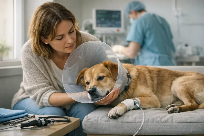 Kosten minimalinvasiver Eingriffe bei Hunden Minimalinvasive Tiermedizin bei Hunden mit speziellen Instrumenten wird präsentiert.
