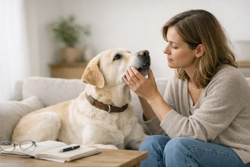 Wartezeiten und Symptome bei Tierkrankenversicherungen Ein Tierarzt erklärt einem Hunde- und Katzenhalter die Bedeutung von Wartezeiten bei bestehenden Symptomen.