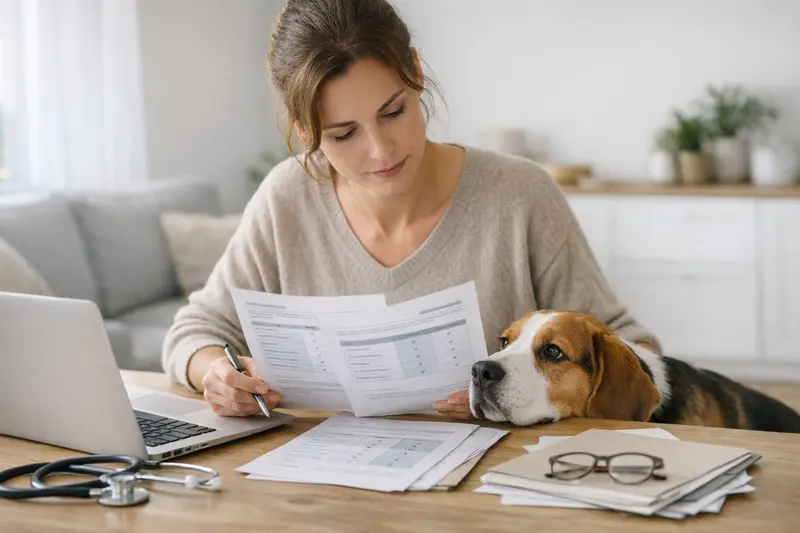 Hund beim Tierarzt für Tarifvergleich Ein Hund, der beim Tierarzt untersucht wird, symbolisiert die Bedeutung von Tarifvergleichen in der Tierkrankenversicherung.