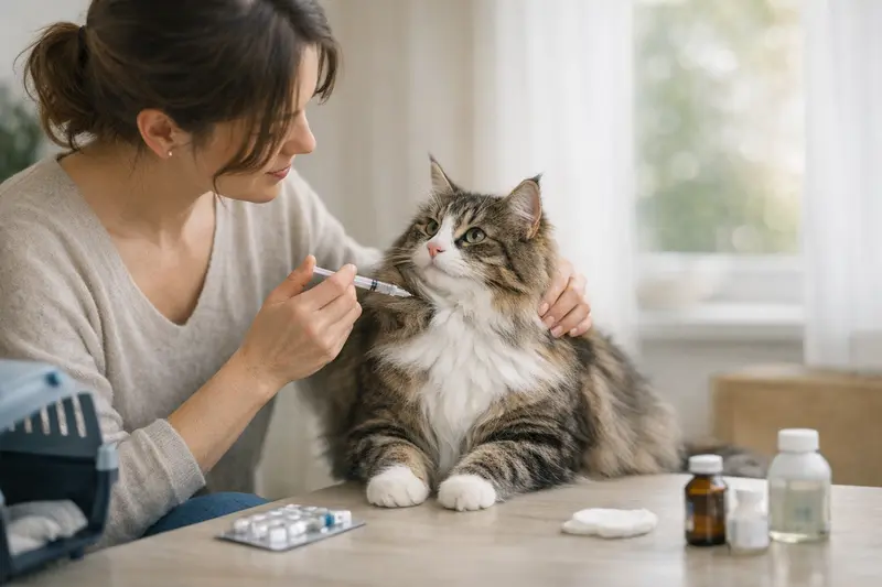 Katzenversicherung und Vorsorge Norwegische Waldkatze beim Tierarzt für Impfungen und Vorsorgeuntersuchungen