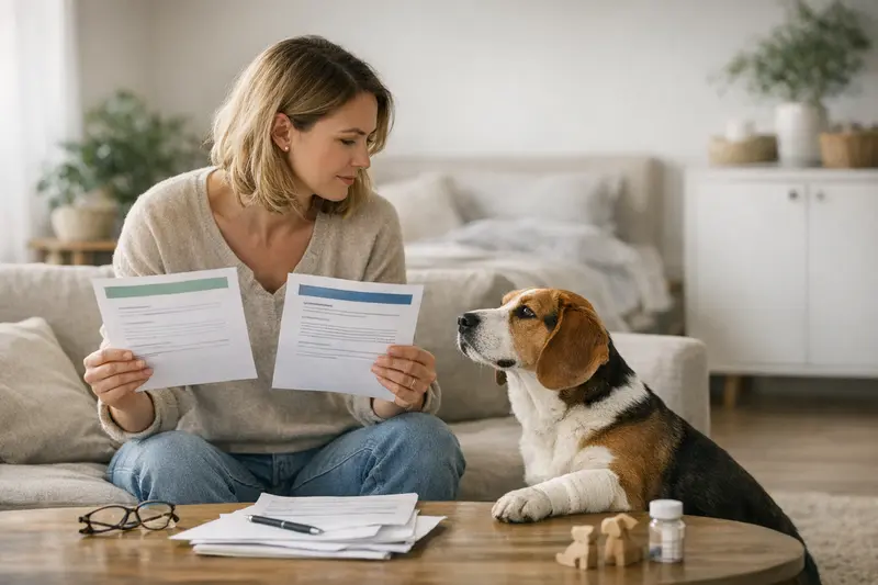 OP-Schutz oder Vollschutz bei Hundeversicherungen Ein Hund beim Tierarzt erhält eine Untersuchung zu OP-Schutz versus Vollschutz.
