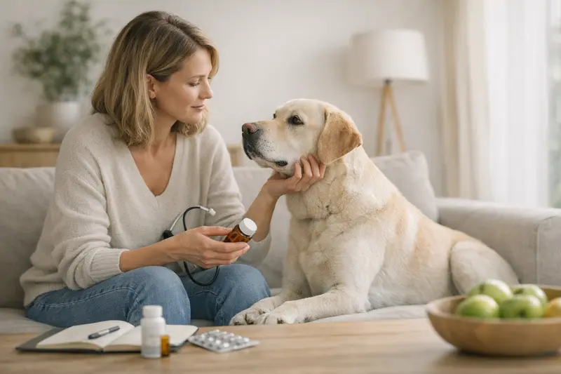 Ein Hund beim Tierarzt zur Vorsorgeuntersuchung