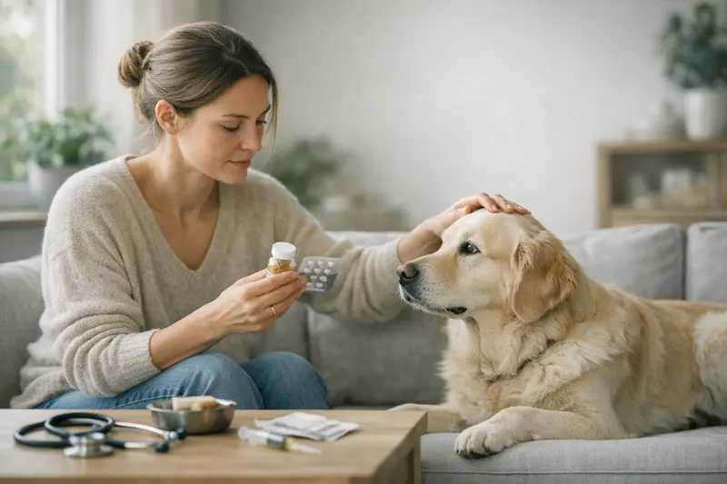 Tierarzt untersucht einen Hund zur Vorsorge