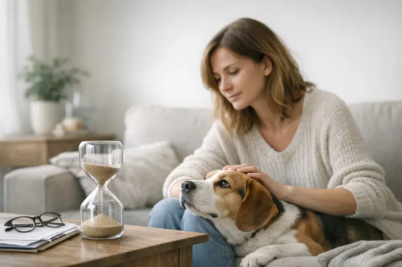 Wartezeiten bei Tierkrankenkassen Ein Hund beim Tierarzt, der auf eine Behandlung wartet und die Relevanz von Wartezeiten für Versicherungsleistungen verdeutlicht.