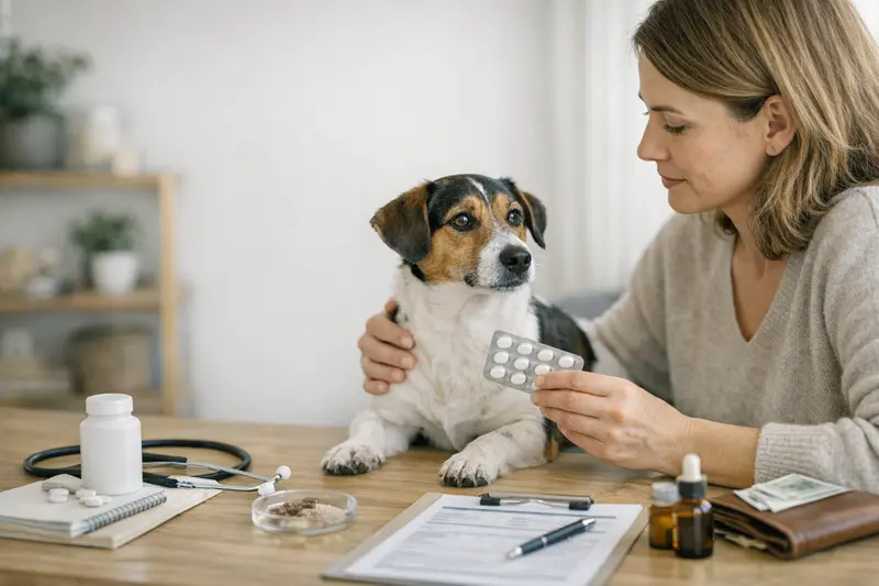 Tierärztliche Untersuchung für Hund auf Parasiten Ein Hund erhält eine tierärztliche Untersuchung zur Parasitenvorsorge.
