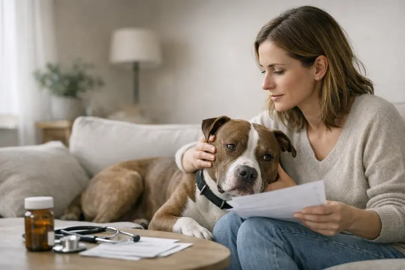 Detailansicht eines Hundeversicherungsvertrags mit Informationen zu Wartezeiten und Leistungsgrenzen.