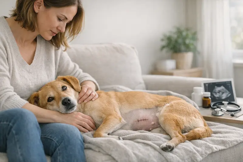Hunde beim Tierarzt zur Vorsorgeuntersuchung zur Kastration