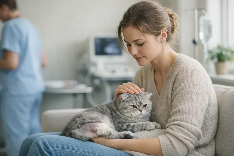 Eine Katze bei einer Untersuchung beim Tierarzt, die die Bedeutung der OP-Versicherung betont.