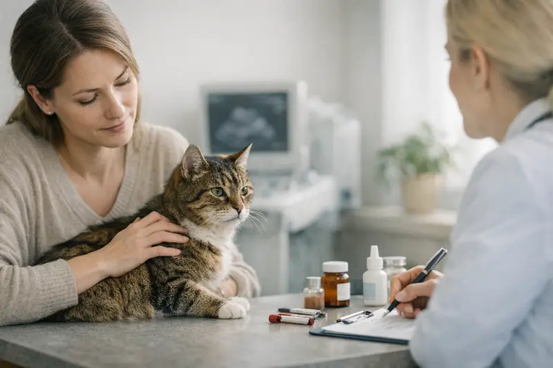 Tierkrankenversicherung und Schilddrüsenüberfunktion bei Katzen Eine Katze mit gesunder Schilddrüse nach tierärztlicher Behandlung.