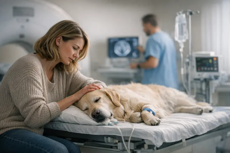 Hund Untersuchung Tierarzt Hund wird im Tierarztzimmer auf mögliche Erkrankungen untersucht.