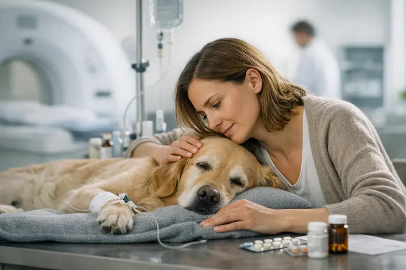 Hundegesundheit und Tarifvergleich Ein Hund wird von einem Tierarzt untersucht, um die Gesundheit zu sichern.