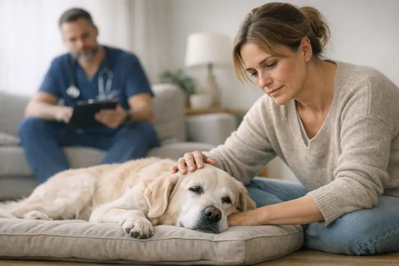 Hund beim Tierarzt zur Gesundheitsprüfung Eine Hundefamilie beim Tierarzt zur Gesundheitsuntersuchung.