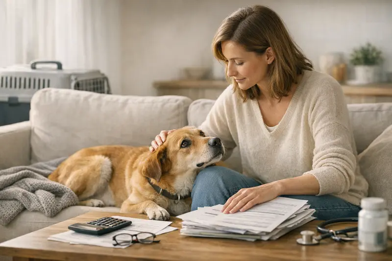 Hund beim Tierarzt Ein gesunder Hund beim Tierarzt, der wichtige Gesundheitsuntersuchungen erhält.