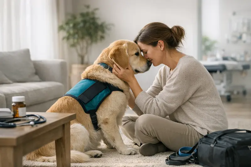 Therapiehund Versicherungserklärung Therapiehund bei der Arbeit mit einem Menschen