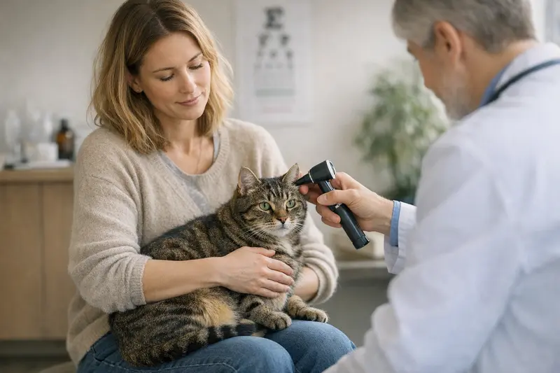 Hunde- und Katzenhalter bei einem Routine-Check beim Tierarzt