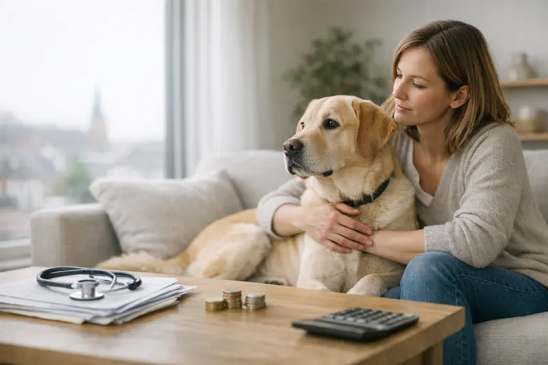 Tierarztkosten und Tarifwahl Eine Hundebesitzerin bespricht mit einem Tierarzt die regionalen Unterschiede bei Tierarztkosten.