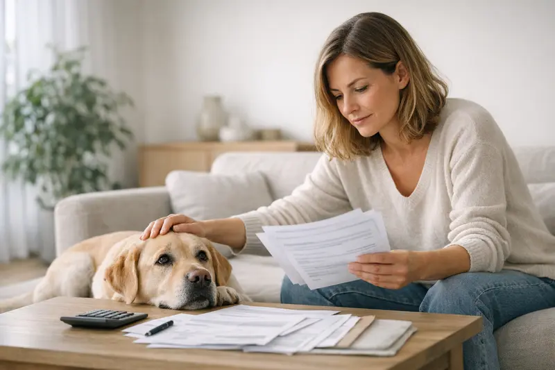Tierkrankenversicherung für Hunde - Tarifdetails Hund mit Tierarzt bei der Untersuchung für eine Tierkrankenversicherung