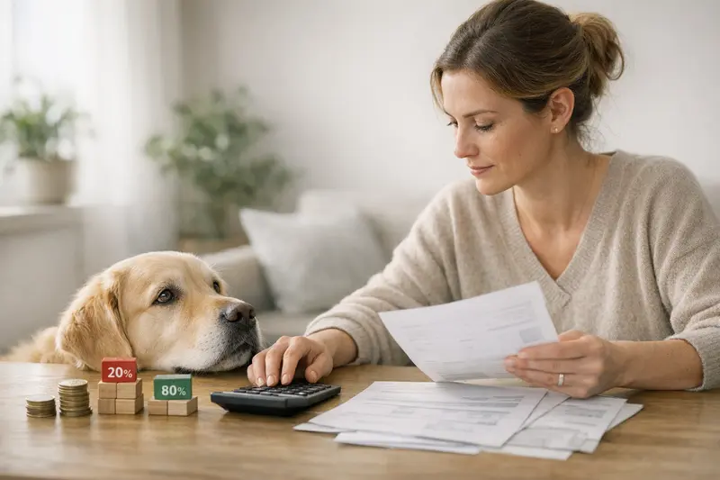 Selbstbeteiligung und Erstattungssatz in der Tierkrankenversicherung Visualisierung der Beziehung zwischen Selbstbeteiligung und Erstattungssatz in der Tierkrankenversicherung für Hunde und Katzen.