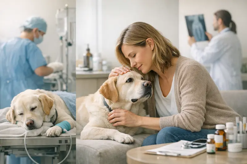 Untersuchung Hund Tierarzt Ein Hund erhält eine tierärztliche Untersuchung zur Klärung des Unterschieds zwischen OP-Versicherung und Tierkrankenversicherung.