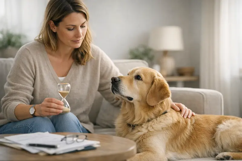 Illustration einer Wartezeit bei Tierkrankenversicherungen für Hunde und Katzen.