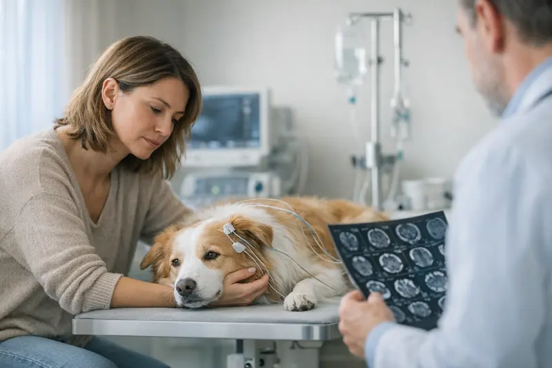 Hund mit neurologischen Symptomen beim Tierarzt Hund mit unklaren neurologischen Symptomen beim Tierarzt zur Abklärung