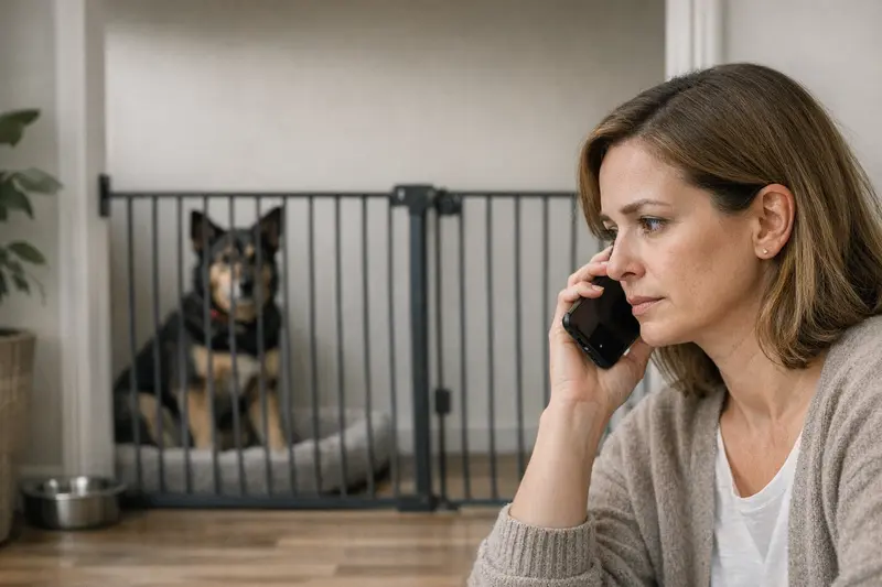 Schnelle Hilfe bei Verdacht auf Tollwut beim Hund Hund in der Praxis mit einem Tierarzt, um bei Verdacht auf Tollwut schnelle Hilfe zu erhalten.
