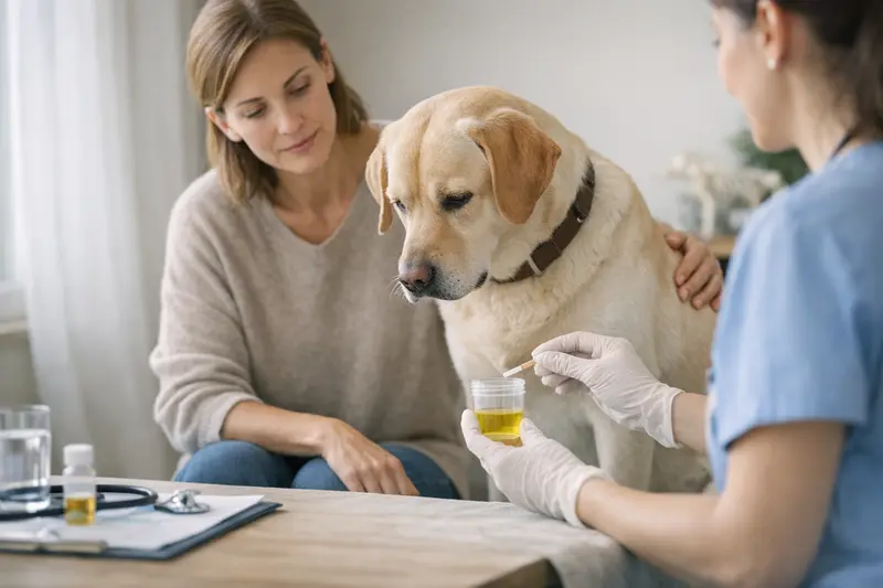 Ein Hund beim Tierarzt mit Fokus auf Gesundheitsuntersuchung und Kostenüberblick.