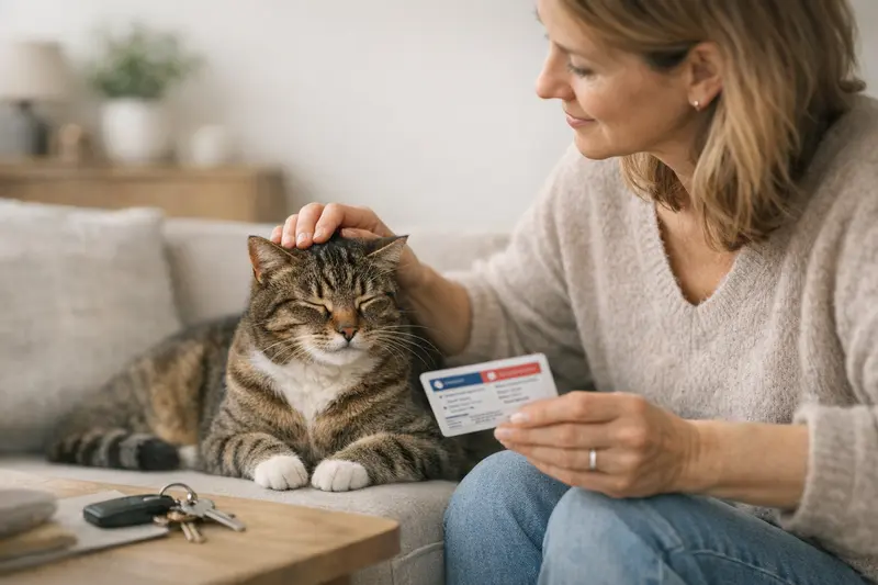 Notfallkarte Haustier Notfallkarte für Haustiere, die Kontaktdaten und wichtige Hinweise beinhaltet.