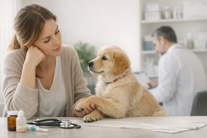 Vorsorgeuntersuchung für Hunde Ein Tierarzt untersucht einen Hund im Rahmen einer Vorsorgeuntersuchung.