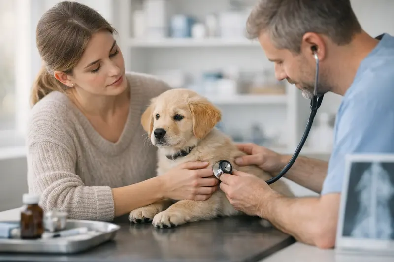 Welpe beim Tierarzt: Untersuchung zur Gesundheitssicherung