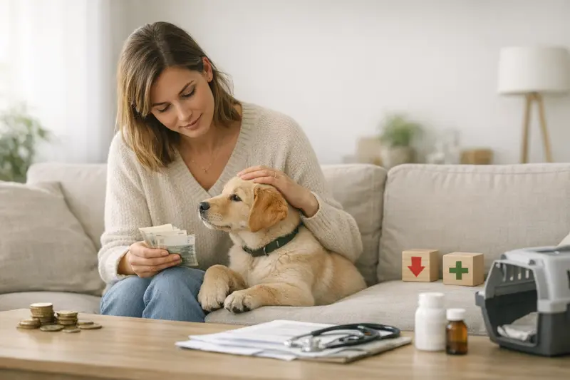 Hund beim Tierarzt - Krankenversicherung Ein gesund aussehender Hund bei einem Tierarzt, der eine Untersuchung erhält, symbolisiert die Wichtigkeit der Tierkrankenversicherung.