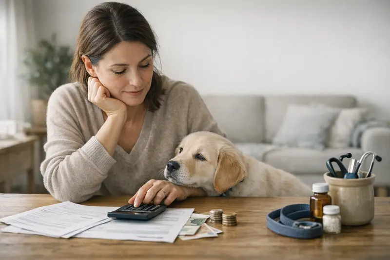 Tierarztkosten und Budgetplanung für Hundebesitzer Hundehalter bespricht Tierarztkosten und Versicherungsoptionen für seinen Hund.