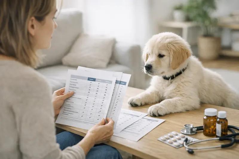Tierarztkosten und Versicherungstarife im Vergleich Ein Hund beim Tierarzt, der untersucht wird, symbolisiert die Tarife bei Tierkrankenversicherungen.