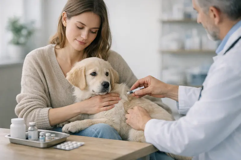 Tierarztkosten und Vorsorgeleistungen in der Tierkrankenversicherung Hunde und Katzen beim Tierarzt, während die Frage zur Abdeckung von Impfungen und Entwurmung in der Tierkrankenversicherung diskutiert wird.