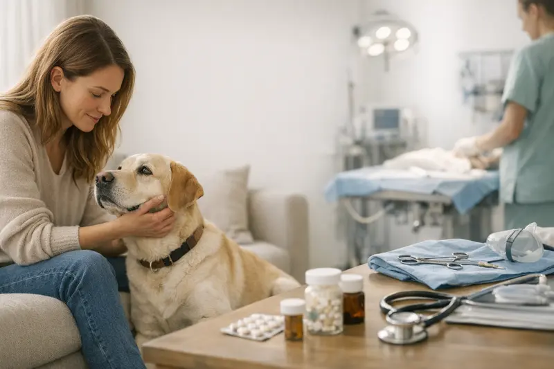 Grafische Darstellung der Unterschiede zwischen OP-Versicherung und Tierkrankenversicherung für Hunde.