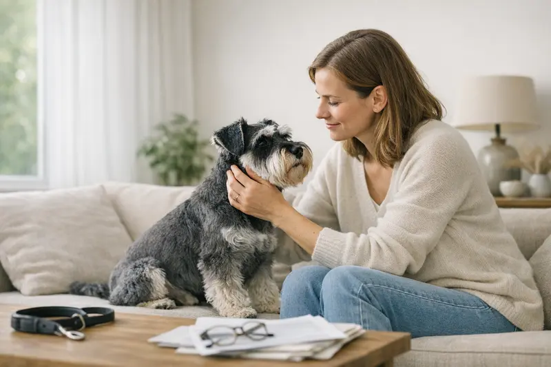 Hundeversicherung Abschlusszeitpunkt Ein gesunder Zwergschnauzer spielt im Grünen, symbolisiert den richtigen Zeitpunkt für den Abschluss einer Hundeversicherung.