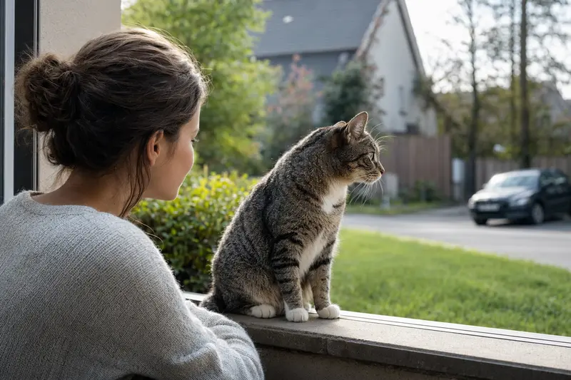Katze im Freigang in sicherer Umgebung