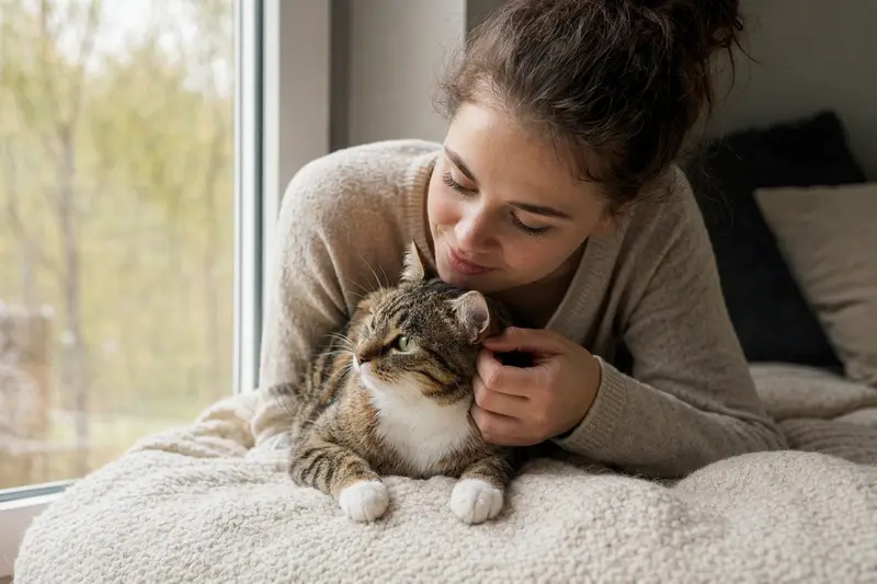 Katze beim Gesundheitscheck in ruhiger Umgebung
