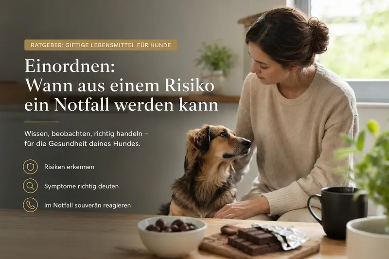 Hund in der Küche, Symbolbild für Risiko durch Lebensmittel