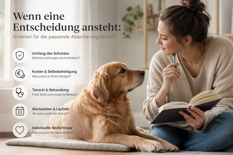 Hund als Motiv für eine Ratgeber-Übersichtsseite zu Gesundheit, Kosten und Versicherung