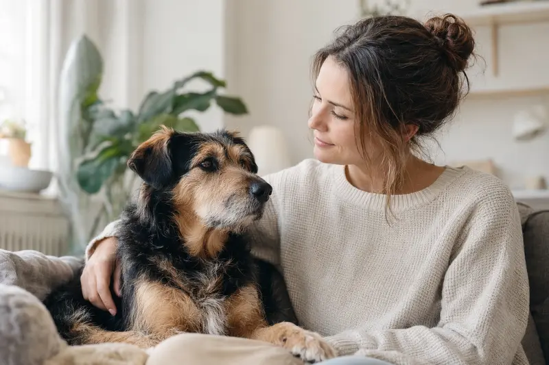 Hund liegt entspannt, Symbolbild für Absicherung und Vorsorge