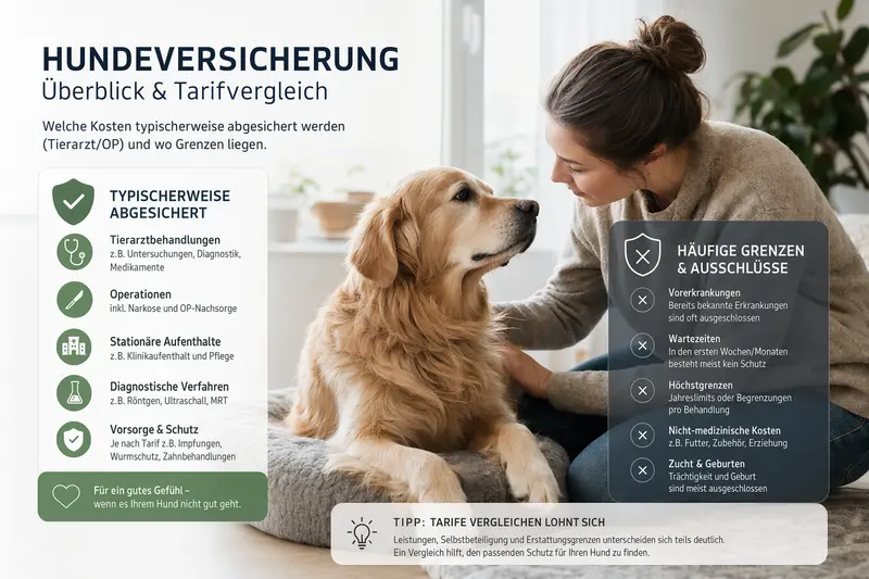 Hund beim Tierarzt – Symbolbild für Kostenrisiken und Versicherungsschutz